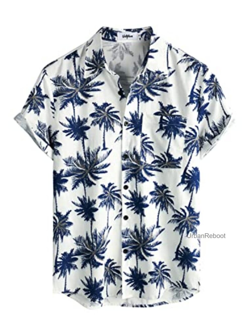 Men's Hawaiian Button Down Short Sleeve Cotton Linen Shirt